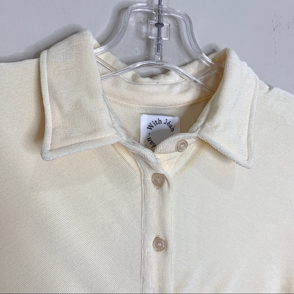 NEW With Jéan Alexa Mini Dress Ruched Button Down Buttercream - Picture 10 of 14